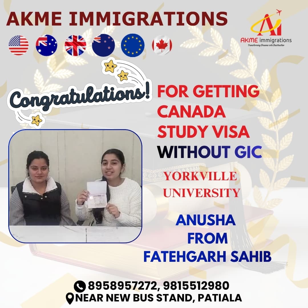 Anusha - Canada Study Visa (Without GIC)