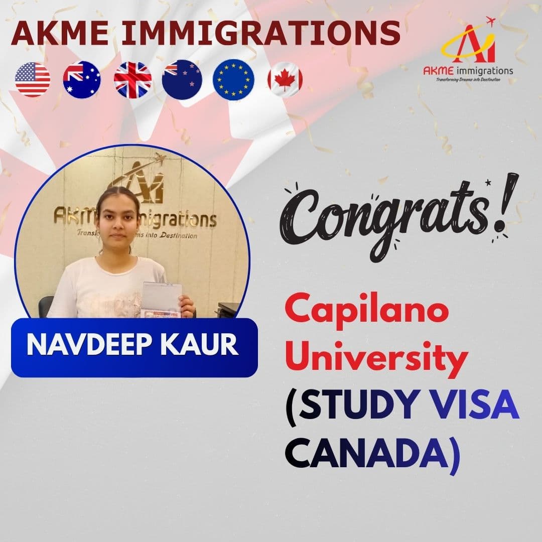 Navdeep Kaur - Canada Study Visa by AKME Immigrations Patiala